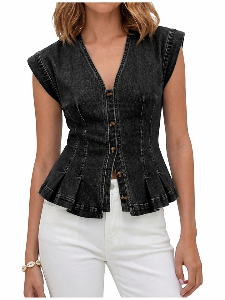 Viera | Top en jean col V