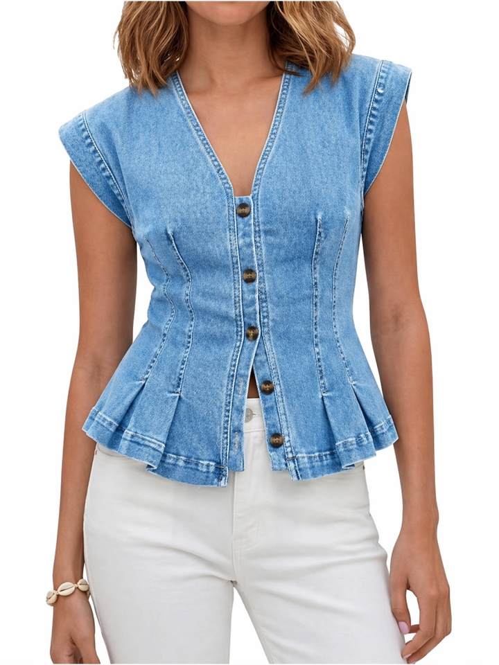 Viera | Top en jean col V