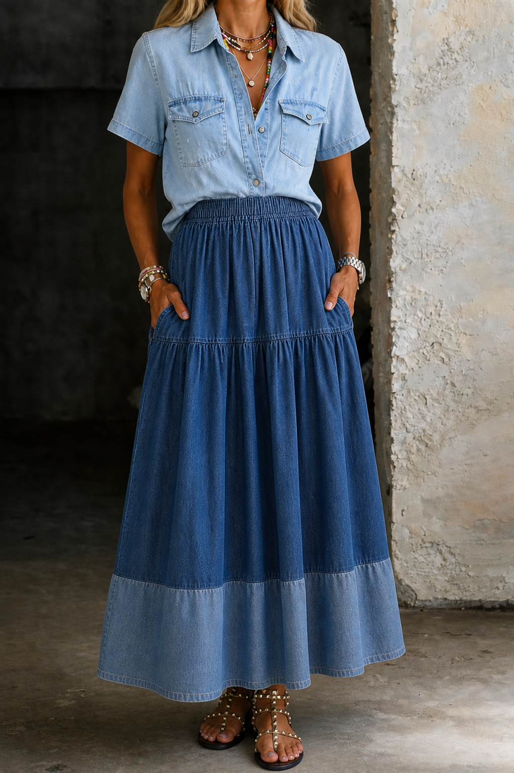 Sarah | Jupe en jean à taille élastique