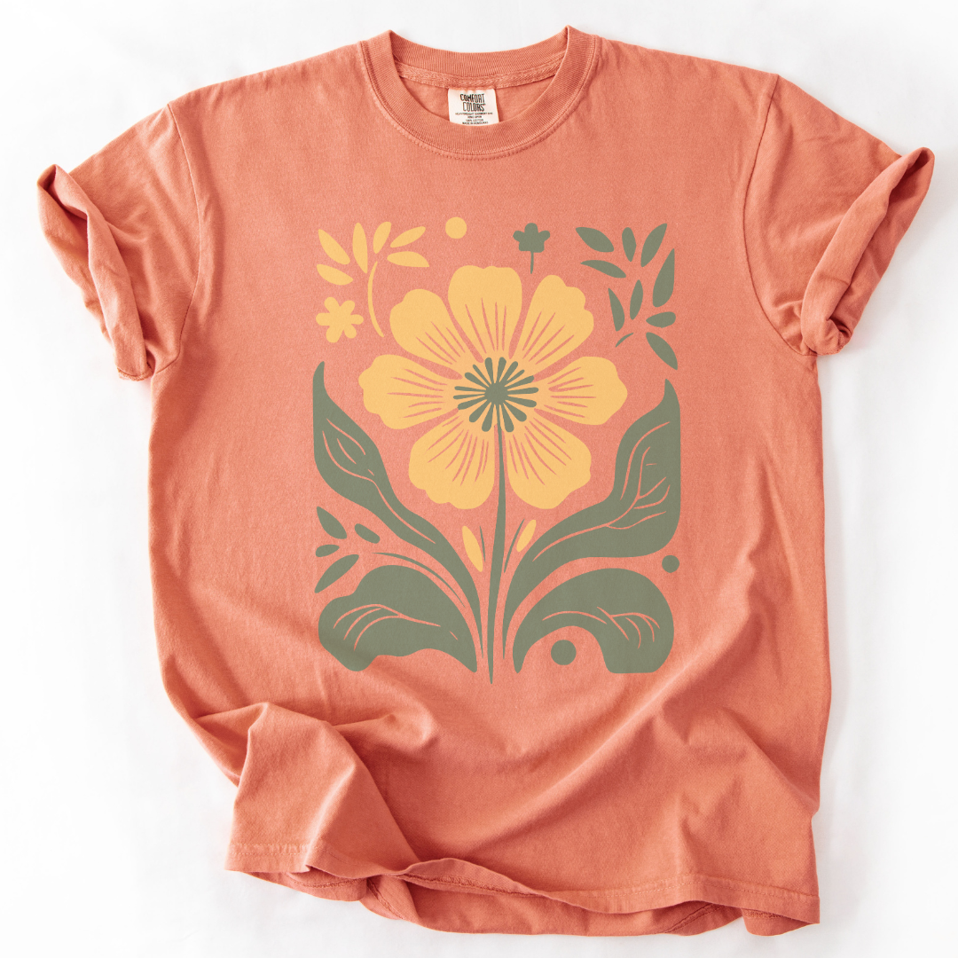 Retro Floral -  Comfort Colors Relaxed Fit Premium T Shirt