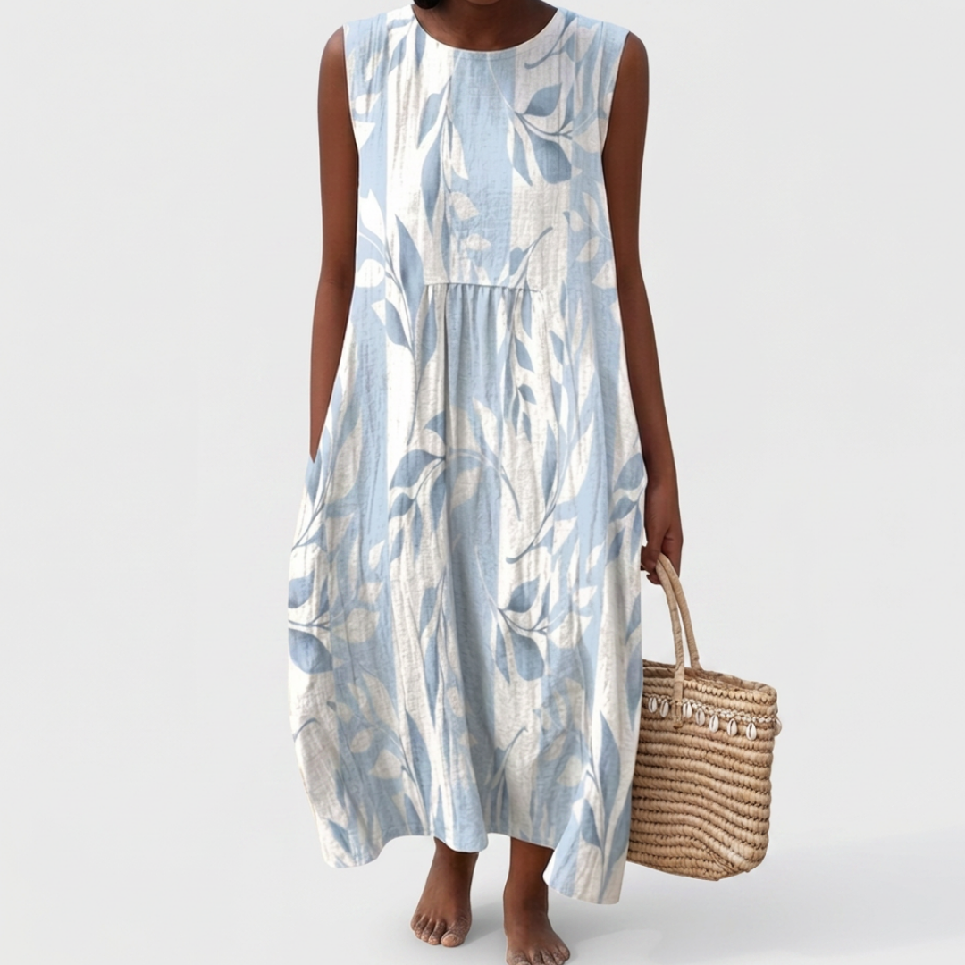 Ivy | Midi Dress with Leaf Print
