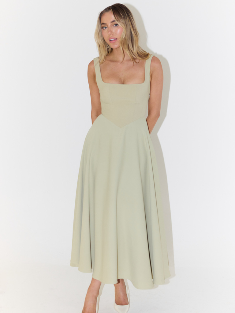 Elara™ | Timeless Square Neck Maxi Dress
