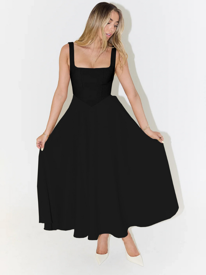 Elara™ | Timeless Square Neck Maxi Dress