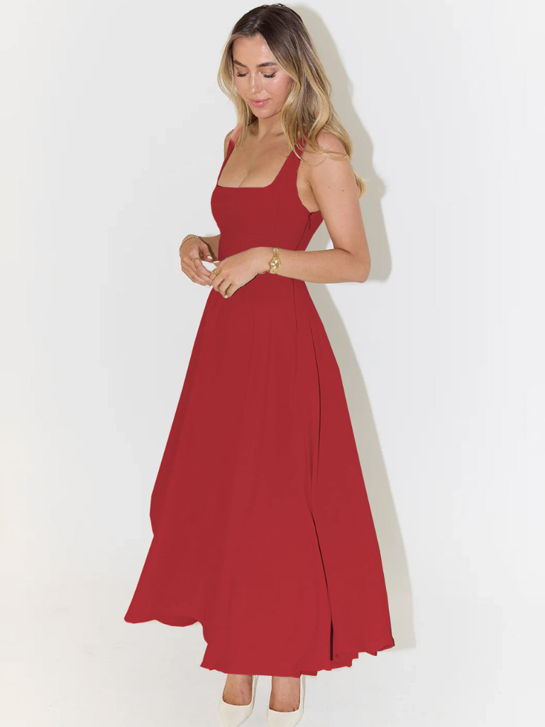 Elara™ | Timeless Square Neck Maxi Dress