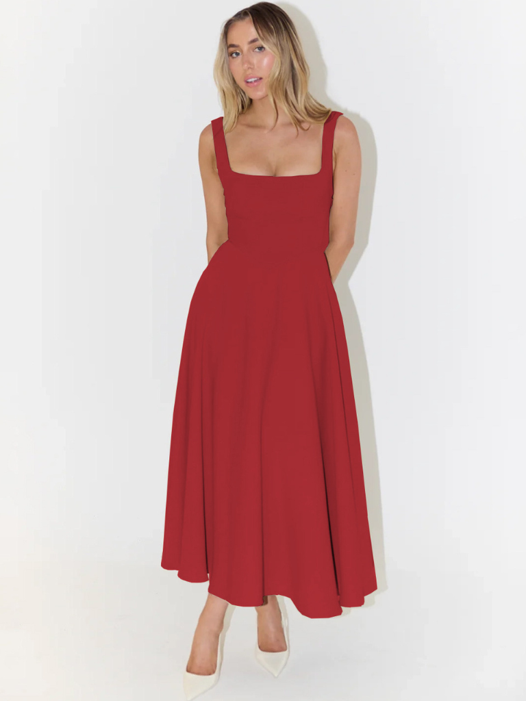 Elara™ | Timeless Square Neck Maxi Dress