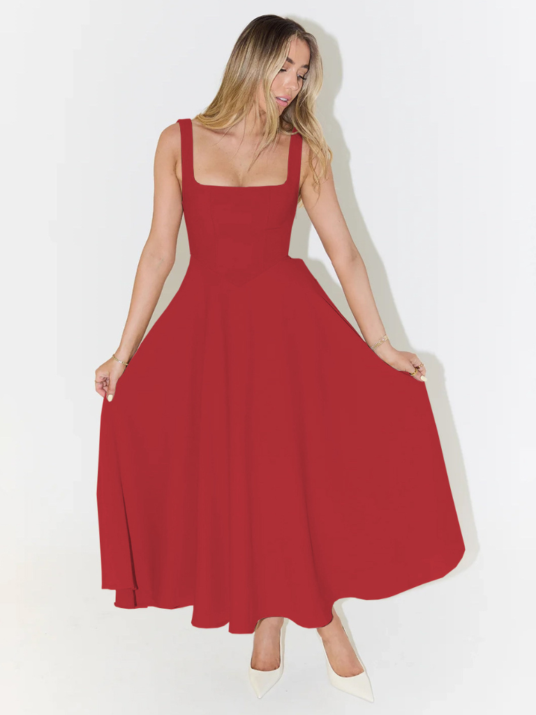 Elara™ | Timeless Square Neck Maxi Dress