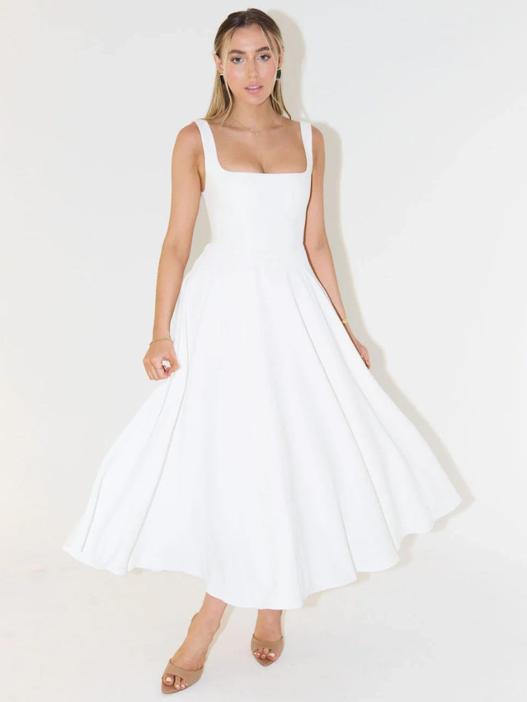 Elara™ | Timeless Square Neck Maxi Dress