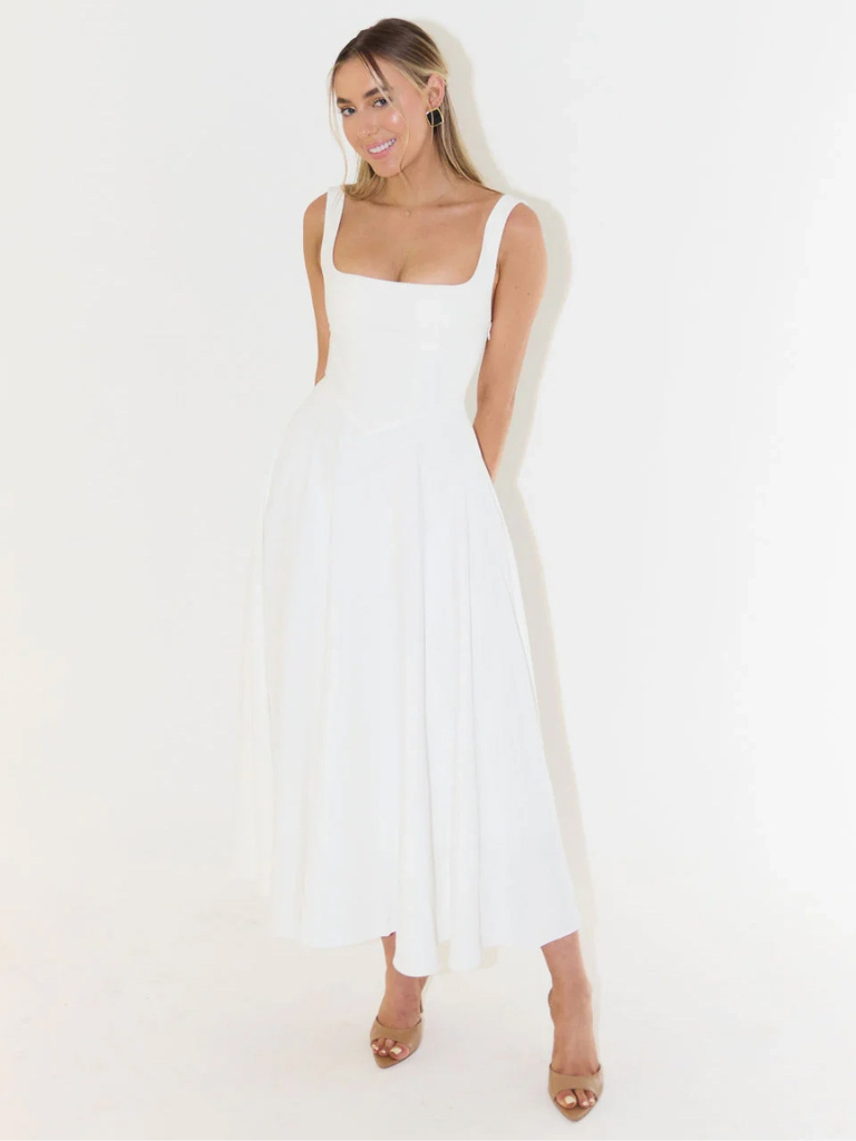 Elara™ | Timeless Square Neck Maxi Dress