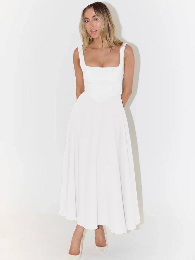 Elara™ | Timeless Square Neck Maxi Dress