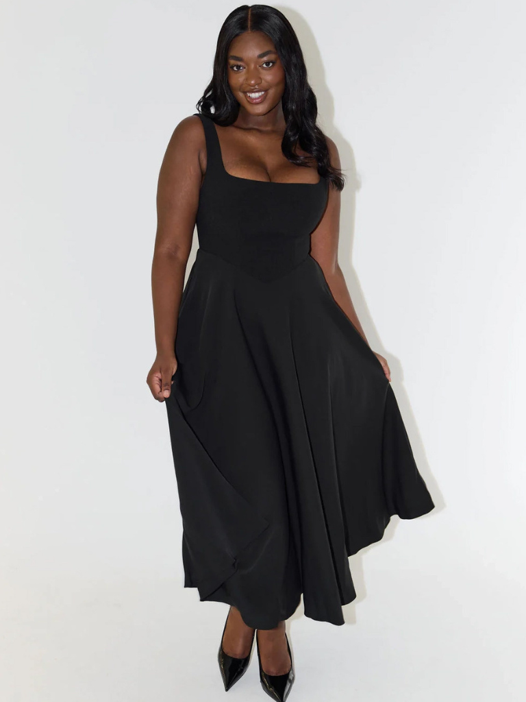 Elara™ | Timeless Square Neck Maxi Dress