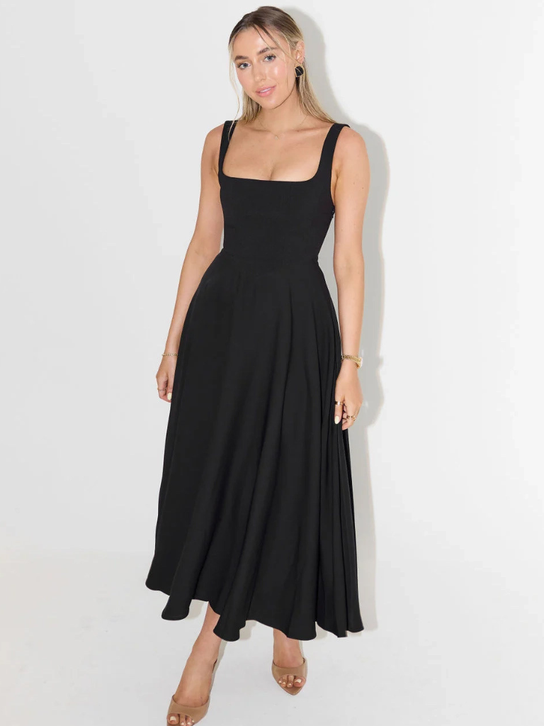 Elara™ | Timeless Square Neck Maxi Dress