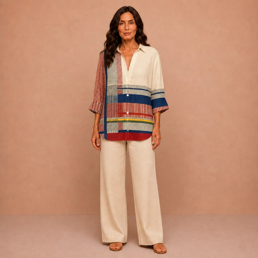 Catherine – Stripe Patchwork Blouse