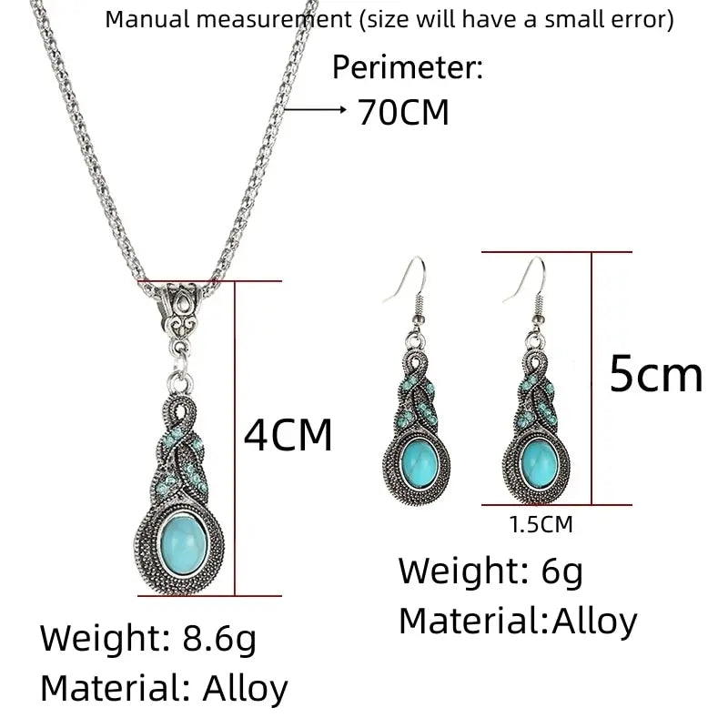 Elegant Turquoise Necklace and Earrings Set