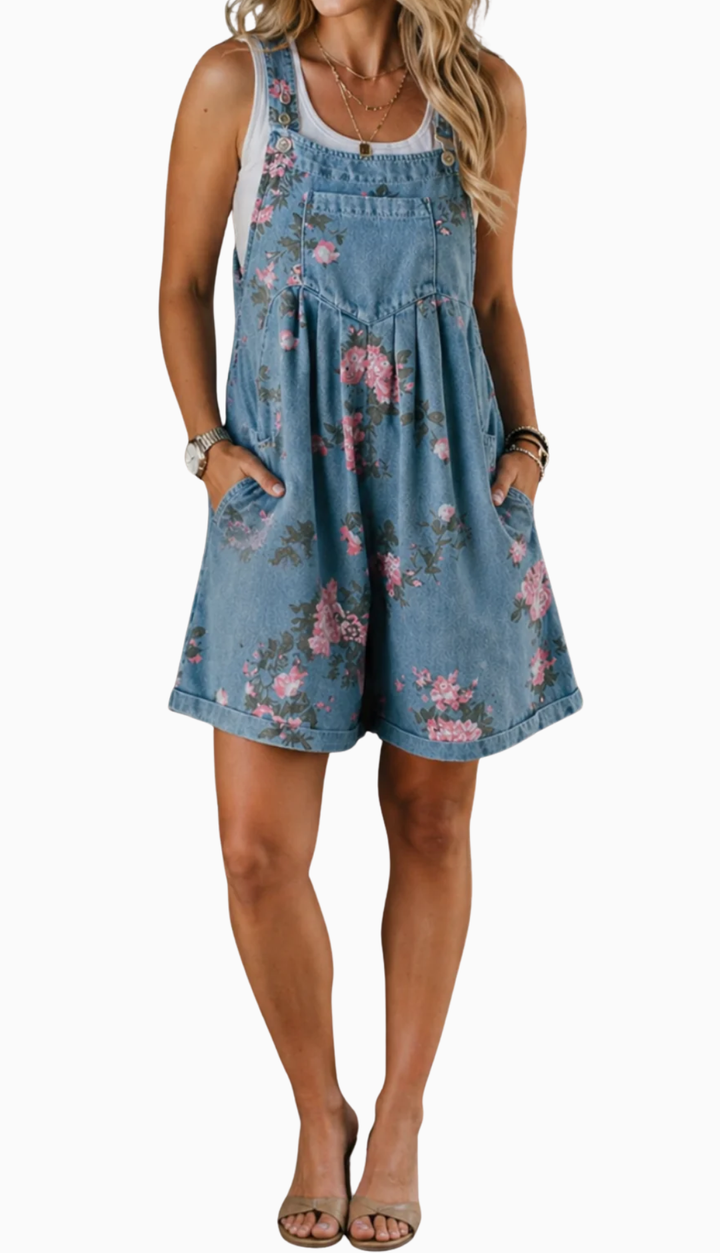 Marvina | Combinaison en jean à motif floral
