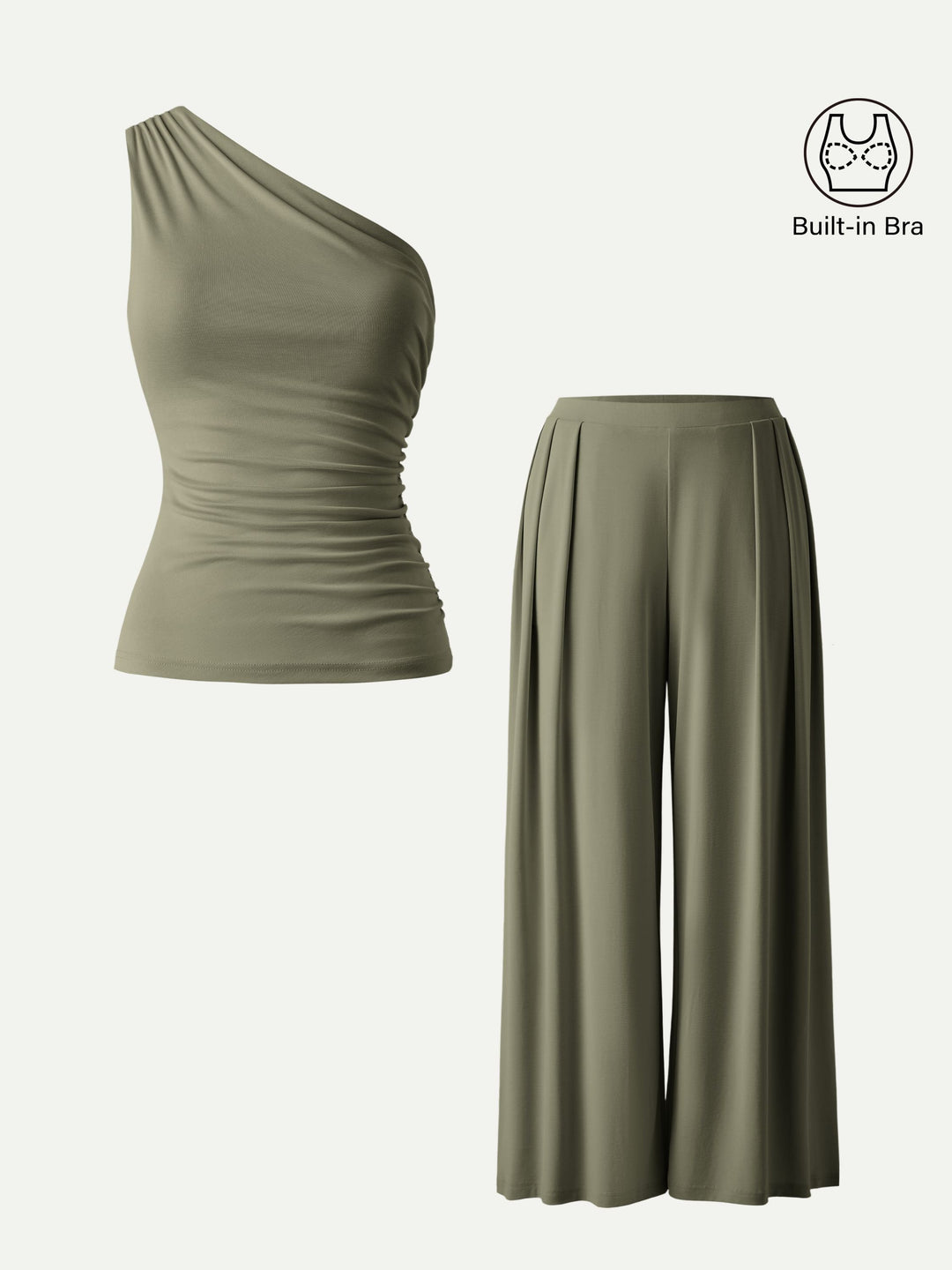 Elara™ | One-Shoulder Wide-Leg Set (2PC)