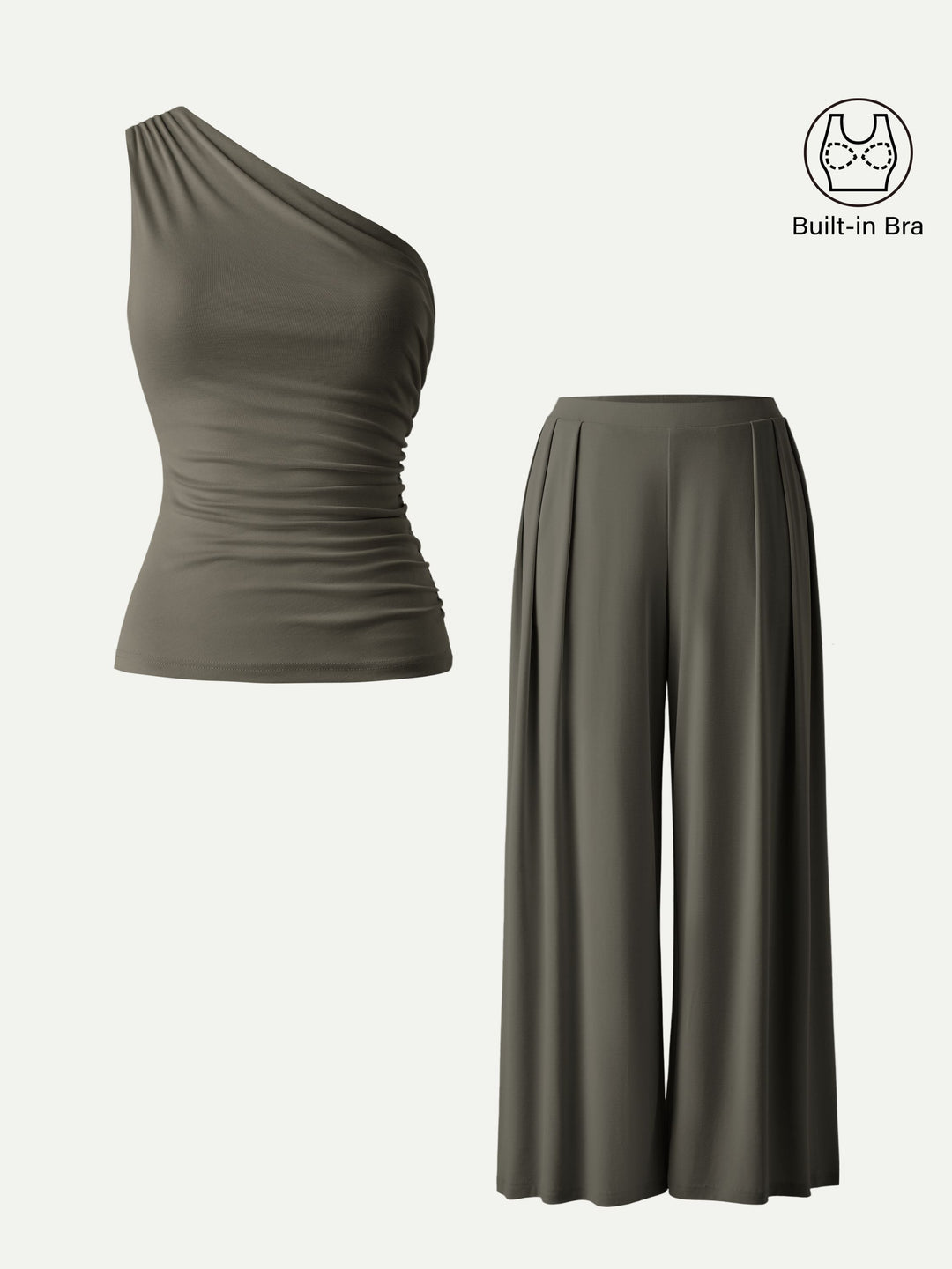 Elara™ | One-Shoulder Wide-Leg Set (2PC)