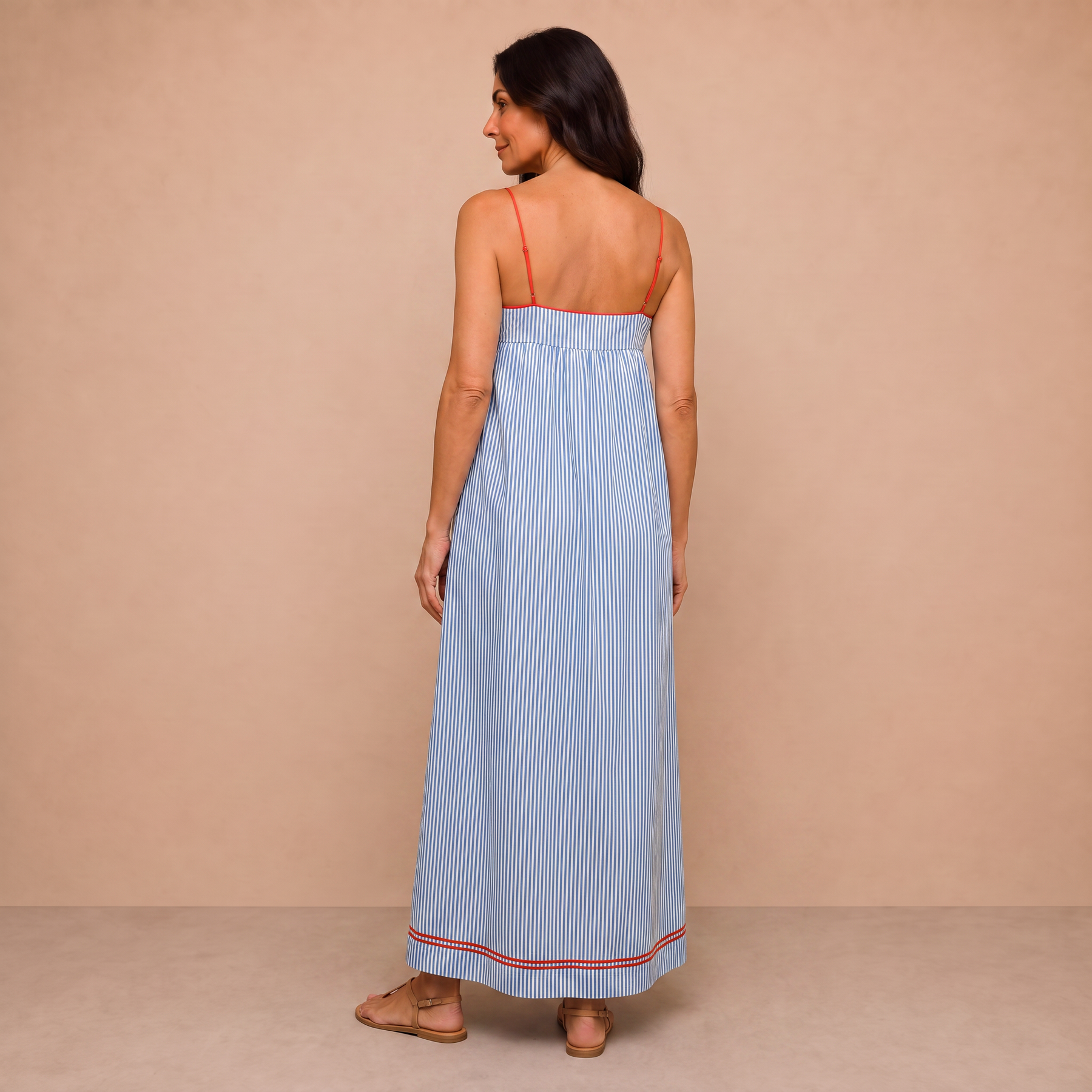 Striped Contrast Trim Maxi Dress