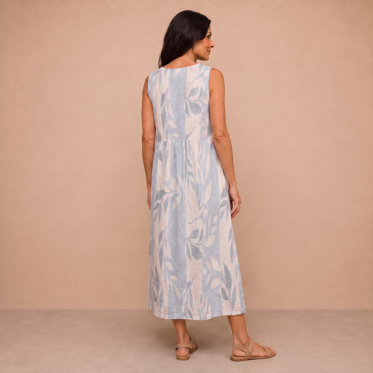 Ivy | Midi Dress with Leaf Print