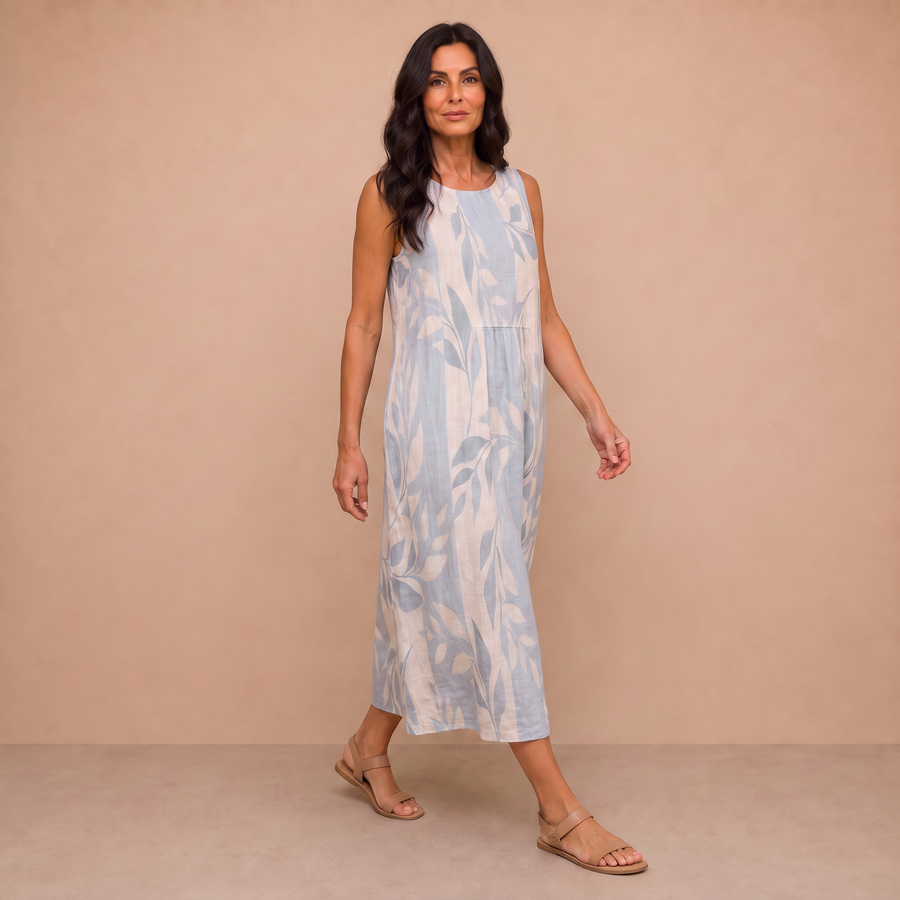 Ivy | Midi Dress with Leaf Print