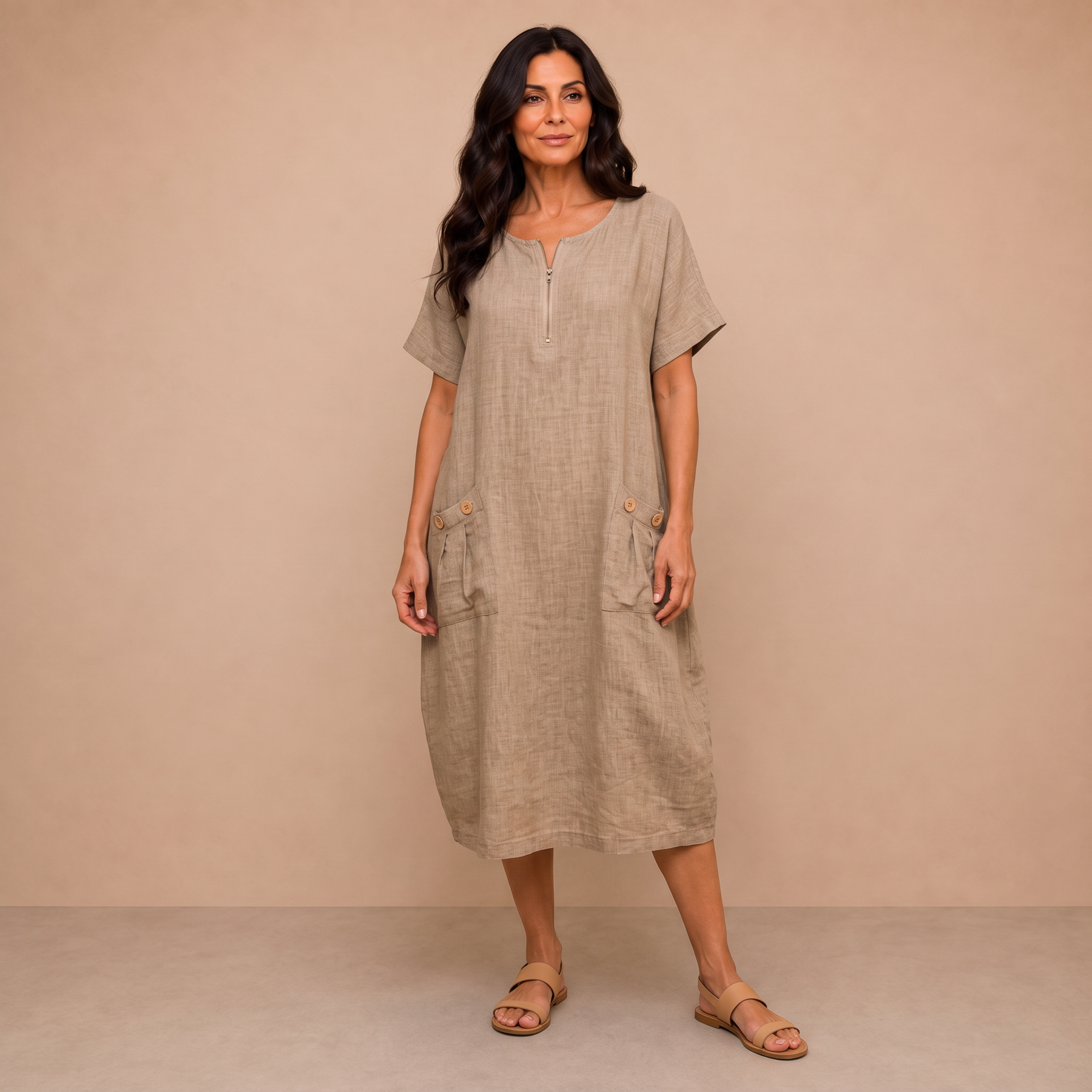 Pascale™ | Zip-Front Maxi Dress