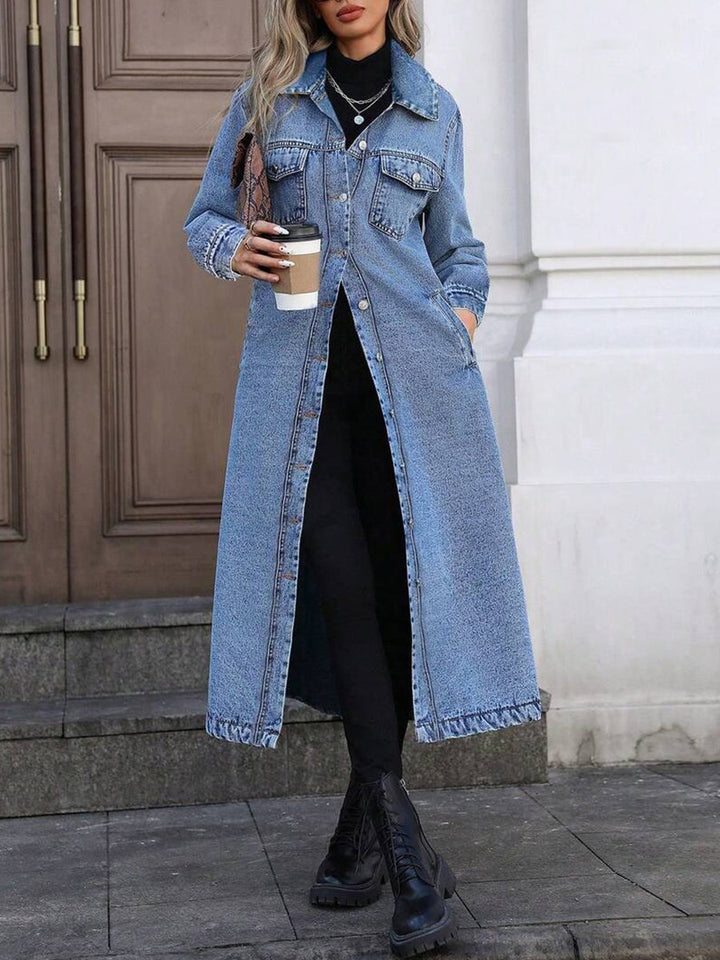Maya | Longue veste en jean élégante