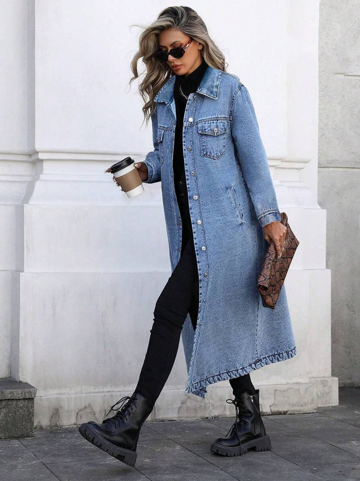 Maya | Longue veste en jean élégante